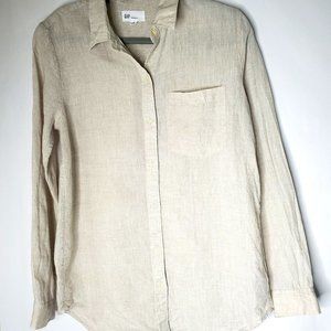 Gap 100% Linen Boyfriend Fit Button Down